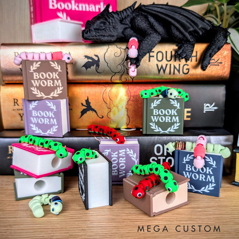 Bookworm Fidget Book Lover Gift for Her Booktok Bookish Decor Stocking Stuffer Teacher Gifts Library Gift Bookshelf Cute Worm