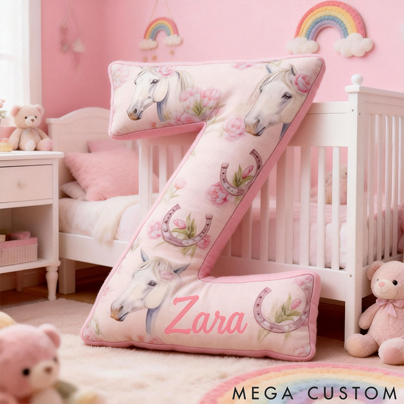 Personalized Pet Lover Funny White Watercolor Horse with Peonies Graphic 3D Print Pillow