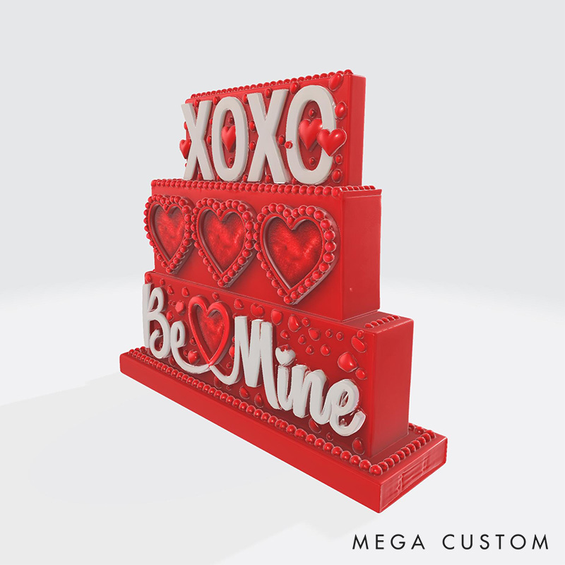 Personalized Valentine's Day XOXO Be Mine Photo Frame Custom Couple 3D Printed Red Photo Frame with Text Valentine's Day Anniversary Gift for Him Her