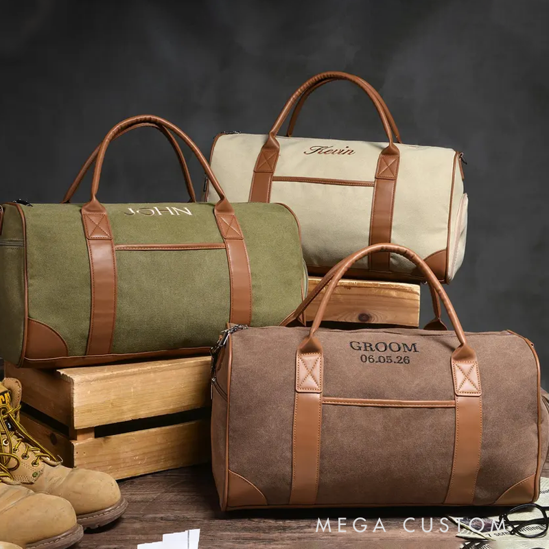 Personalized Name Duffel Bag Embroidered Travel Bag for Man Groomsmen Gift Duffel Bag Groomsmen Gift Best Men Bag Travel Overnight Bag