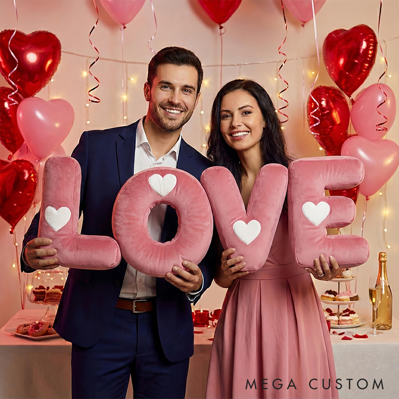 Personalized Heart Letter Pillow with Name Custom Throw Pillow for Her 