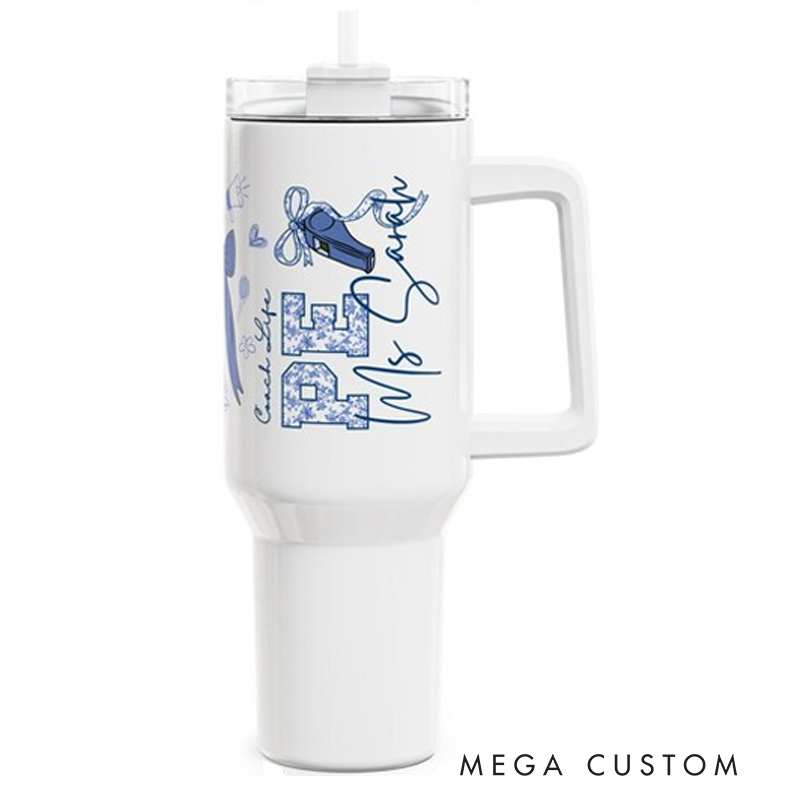 Personalized Fitness Tumbler Physical Education Teacher Gift Custom Travel Cup End of School Gift Quencher for Sport Teacher Gift for Gym Lovers