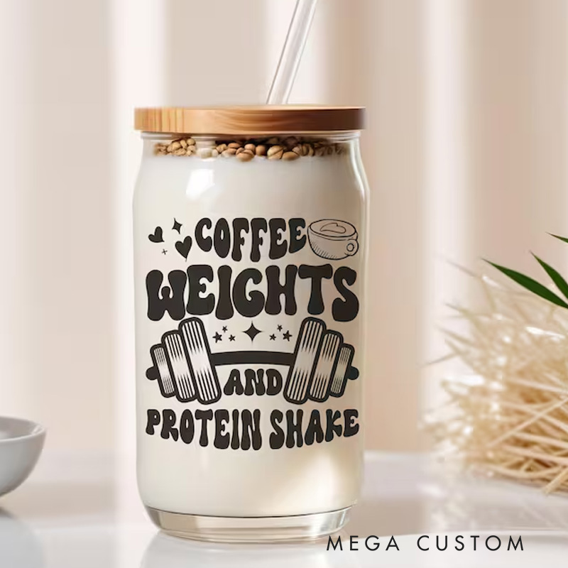 Personalized Gym Water Glasses Gym Lover Cup Beer Can Glass with lid straw Workout Iced Coffee Gift for Gym Girl