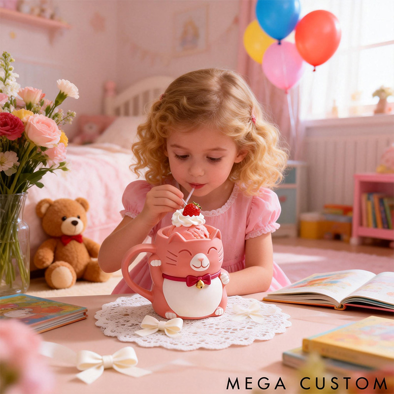 Personalized Cat Lover Bell Buddy Ice Cream Pint Holder 3D Printed with Spoon Slots & Snack Drawer for Cat Lover