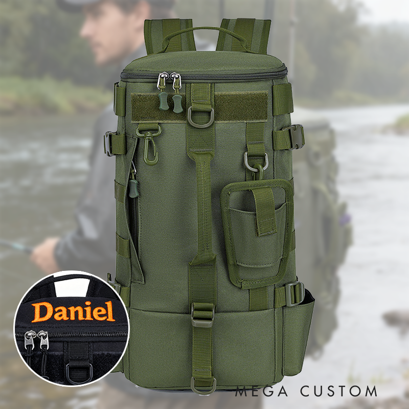Personalized Tactical Fishing Backpack - Multi-Functional Tackle Storage Bag with Rod Holders & Organizer Pockets