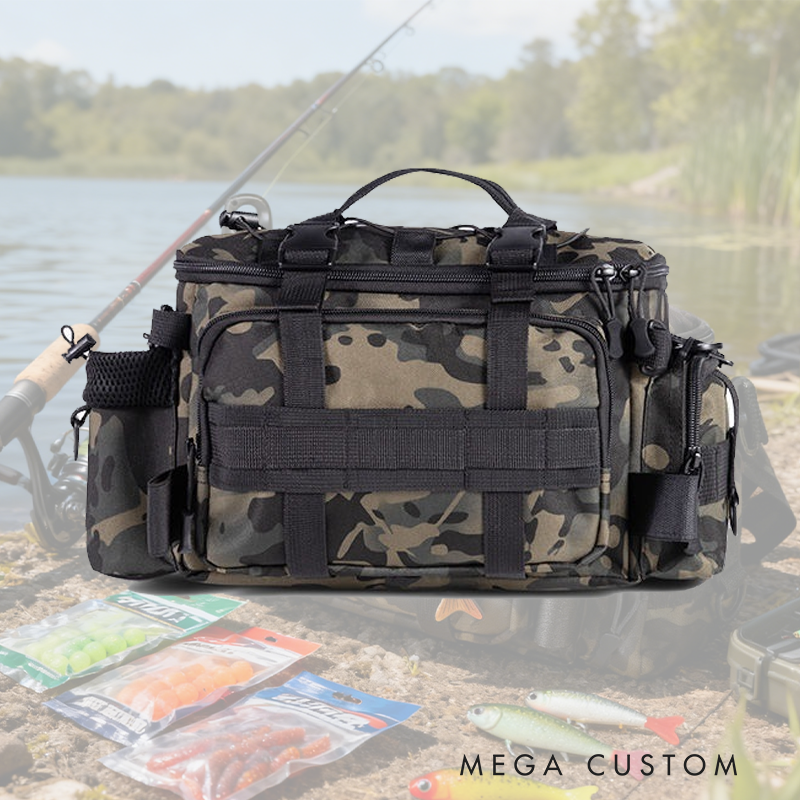 Personalized Camouflage Fishing Tackle Bag - Multi-Functional Gear Organizer with Lure & Tool Storage