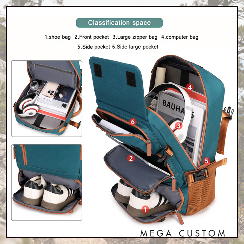 Personalized Multi-Compartment Travel Backpack - Organized Laptop & Shoe Storage Bag for Daily/Travel Use