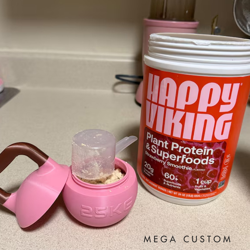 Personalized 3D Printed Kettlebell Protein Supplement Holder Gym Accessories Custom Colors Available Athlete Gift for Coach Trainer Gym Lover