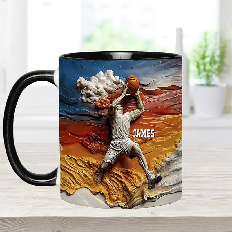 Personalized Basketball Accent Mug with Custom Name and Perfect Gift for Basketball Fans