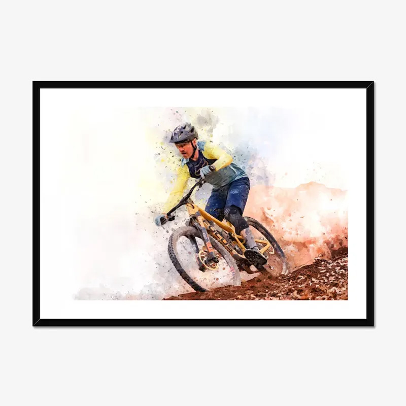 Personalized Bicycle Cartoon Portrait Watercolour Cyclist Gift Idea Cycling Present for Him