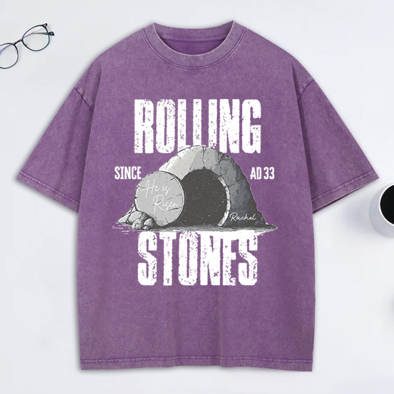 Personalized Rolling Stones Since AD33 Washed T-Shirt with Custom Name Christian Shirt Religious Christian Gift Easter Gift for Christians