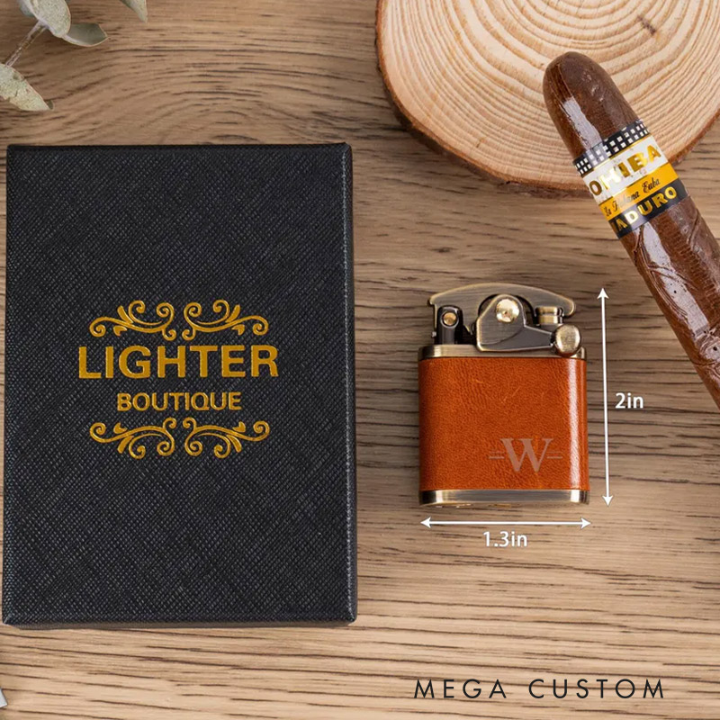 Personalized Engraved Leather Lighter for Men Groomsmen Wedding Valentine’s Day Gift for Boyfriend Dad Gift Anniversary Gift for Him