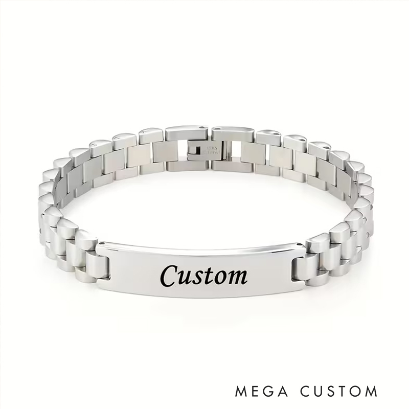 Personalized Bar Bracelet with Name Engraving Pendant Chain Men’s Gifts Father’s Day Valentine’s Day Gifts Groomsmen Bracelets