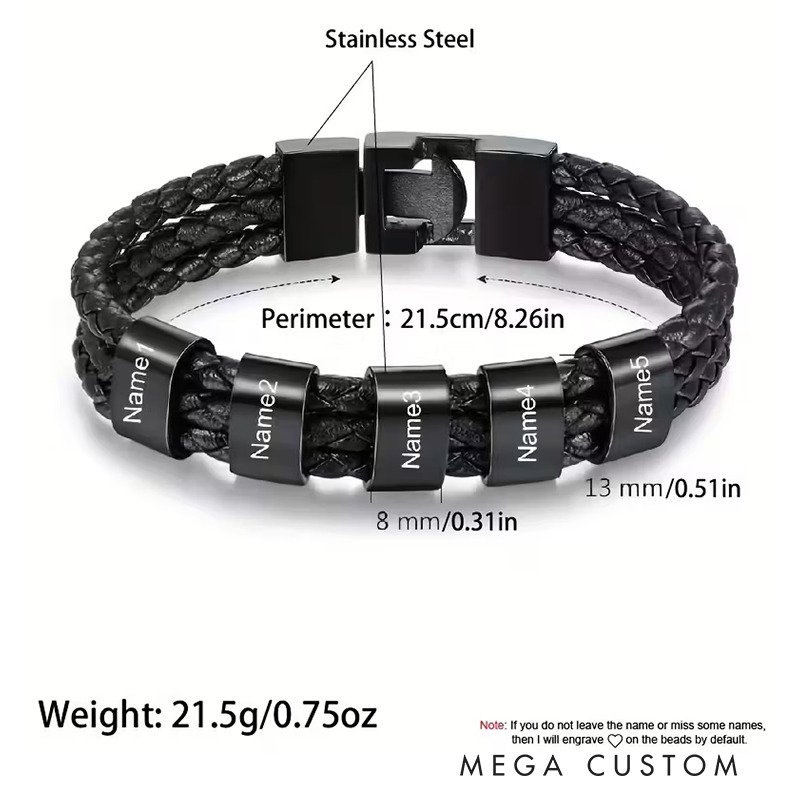 Personalized Stainless Steel Woven Bracelet Custom 1-7 Name Engraving Ideal Men's Gifts for Father's Day and Valentine's Day