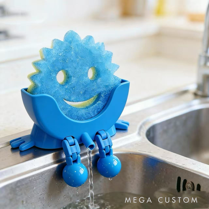 3D Printed Sink Sponge Holder - Funny Smiley Face Kitchen Organizer with Drainage Legs