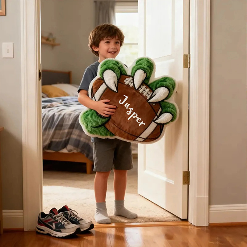 Personalized Football Pillow with Beast Claw Design and Custom Name for Kids and Football Enthusiasts Christmas Gifts