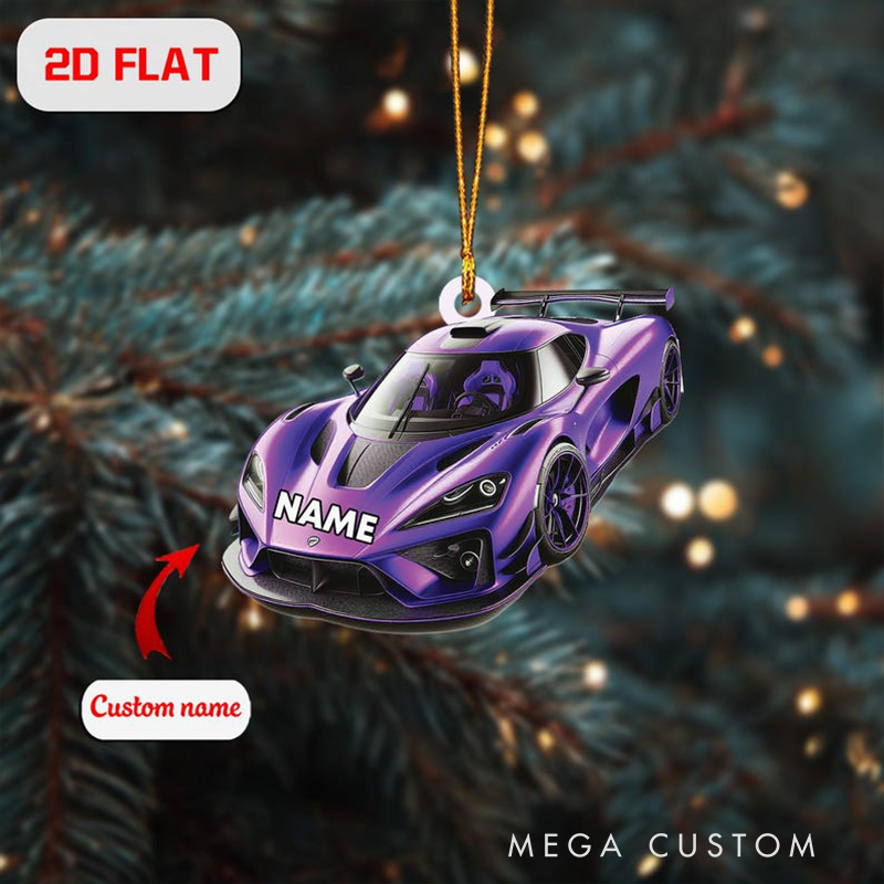 Personalized Christmas Acrylic Ornament Racing Car Design Ornament Gift for Racing Lovers
