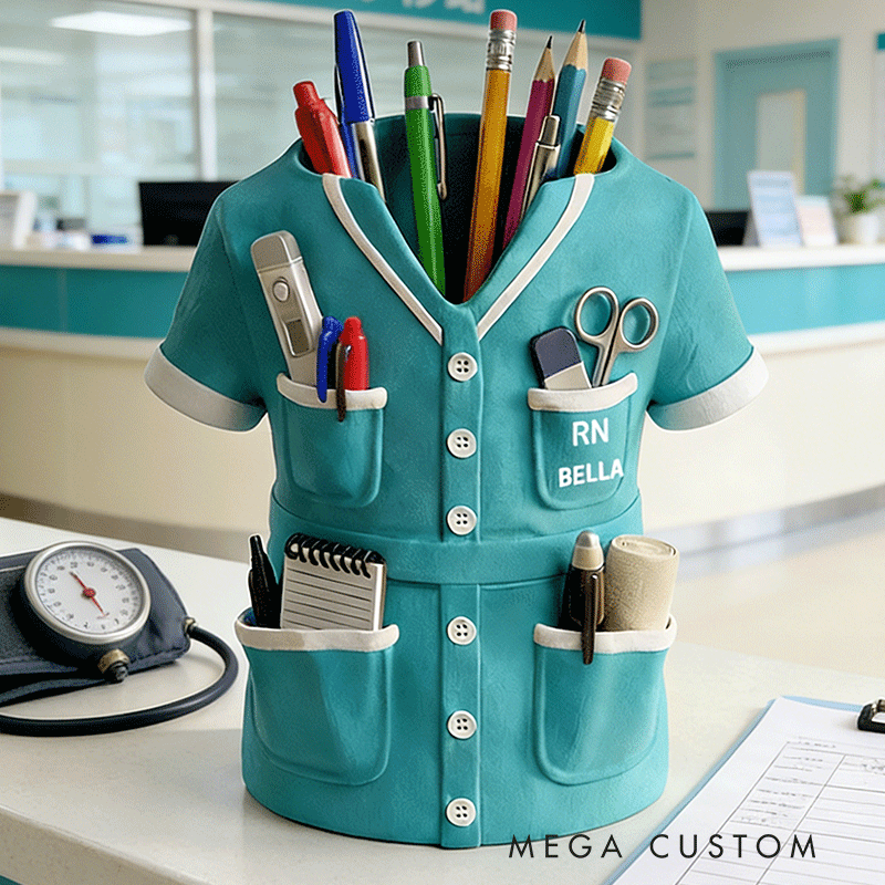 Personalized Nurse Pencil Holder Custom Name Medical Desk Organizer 3D Printed Gift for Nurses and Med Students