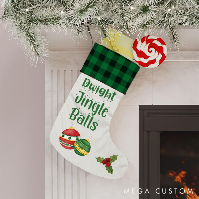 Personalized Couple Jingle Balls Tinsel Tits Christmas Stocking Funny Matching Christmas Stocking
