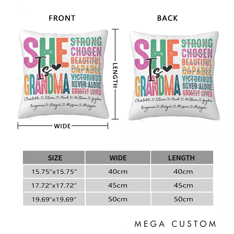 Personalized Colorful Letter She Is Mummy Bible Verse Throw Pillow with Nickname Mother's Day Birthday Gift Religious Gift for Mother Grandmother