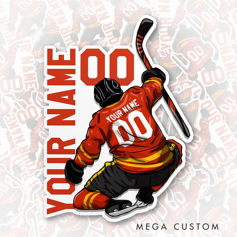 Personalized Hockey Celebration Sticker with Custom Name and Number