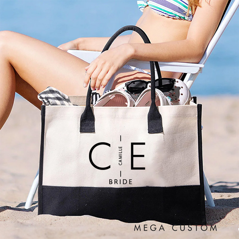 Personalized Bridesmaid Initials Tote Bag Bride Name Tote Bag Bachelorette Party Gift