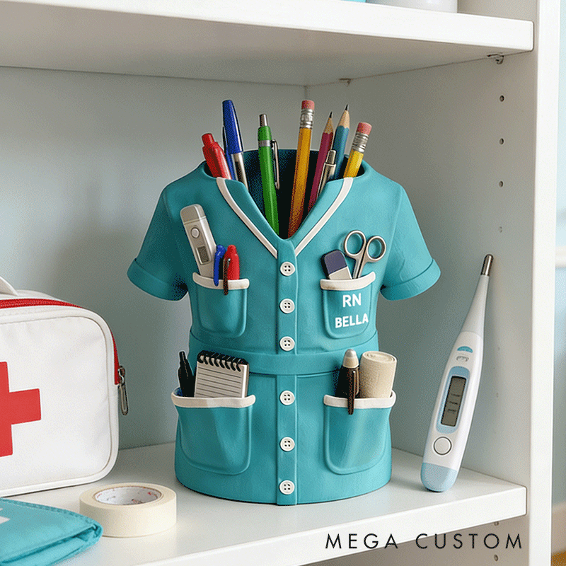 Personalized Nurse Pencil Holder Custom Name Medical Desk Organizer 3D Printed Gift for Nurses and Med Students