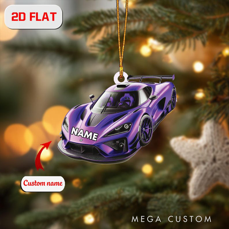 Personalized Christmas Acrylic Ornament Racing Car Design Ornament Gift for Racing Lovers