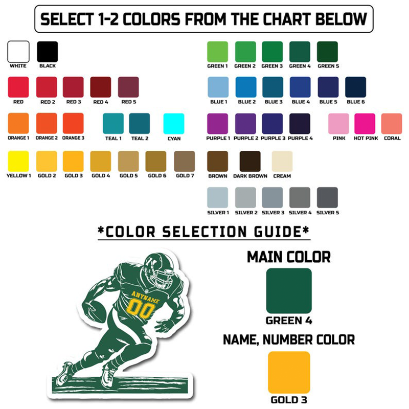 Personalized America Football Sticker with Custom Name and Jersey Number on the Front