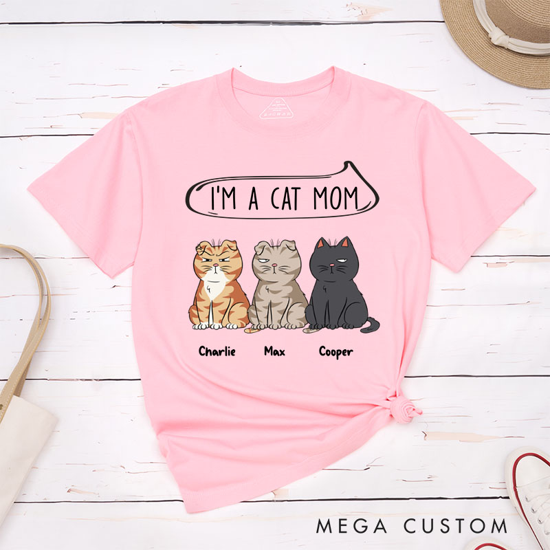 Personalized Cat Lover I'm A Cat Mom T-Shirt