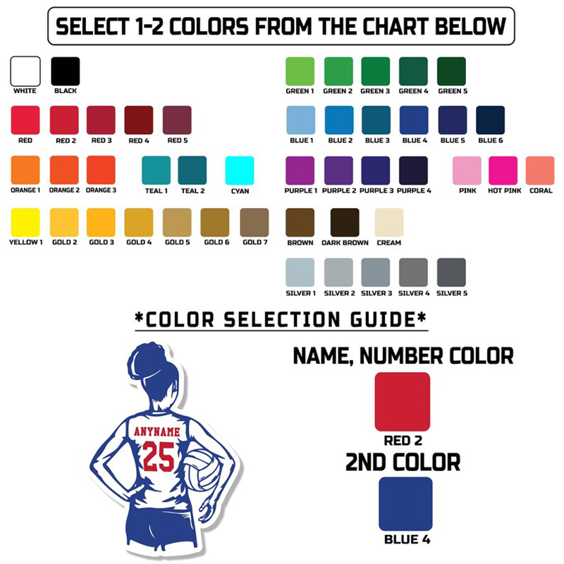 Personalized Volleyball Spirit Sticker with Custom Name and Number for Volleyball Fans