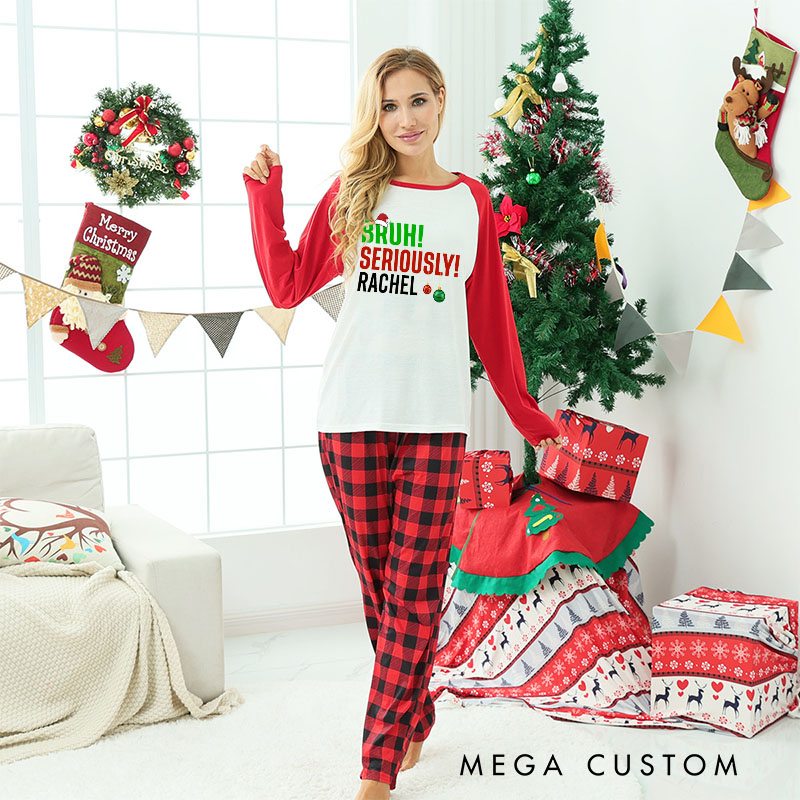 Personalized Bruh I Don't Do Matching Christmas Outfits Bruh Seriously Xmas Pajamas Couple Christmas Matching Pjs for Husband Wife