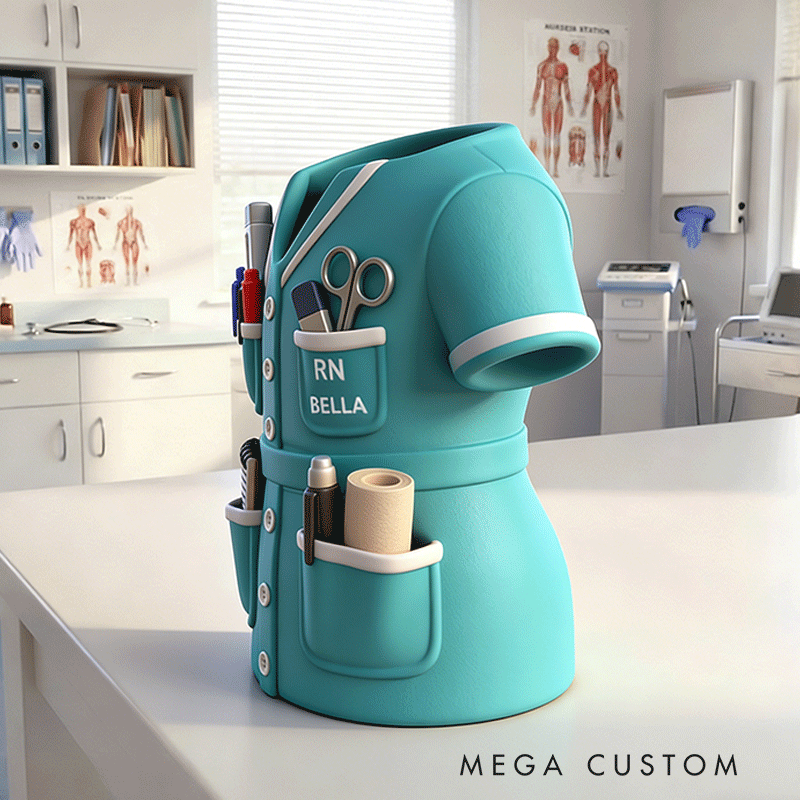 Personalized Nurse Pencil Holder Custom Name Medical Desk Organizer 3D Printed Gift for Nurses and Med Students