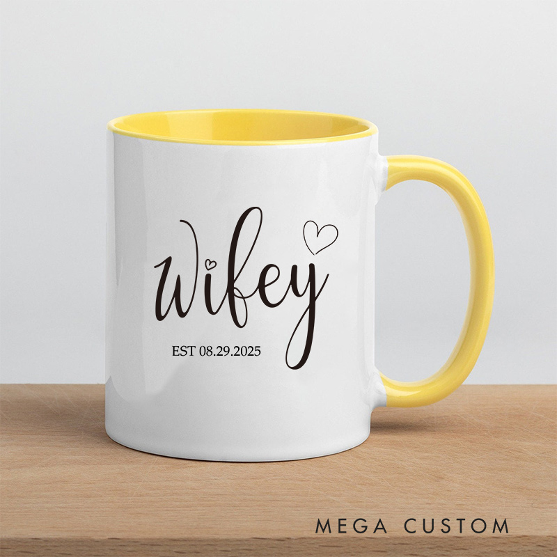Personalized Hubby & Wifey Mug Couple Anniversary Mug for Her Him Ceramic Cup for Couple Newlyweds
