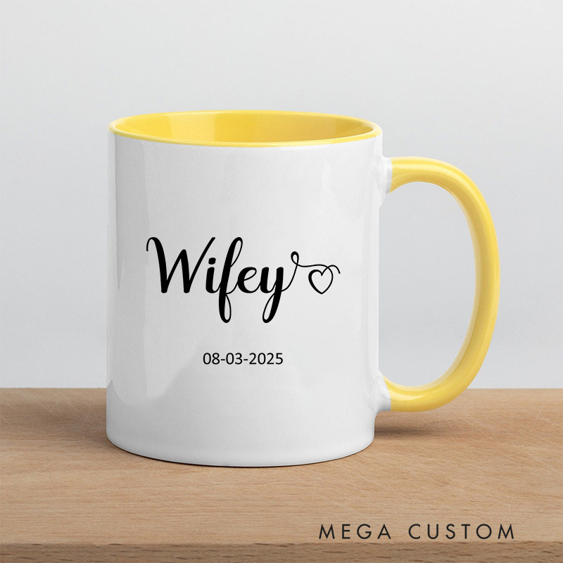 Personalized Hubby & Wifey Wedding Mug Ceramic Coffee Mug for Husband Wife Couple Anniversary Cup for Newlywed