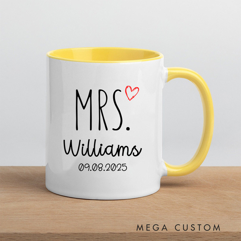 Personalized Mr. & Mrs. Wedding Date Mug Ceramic Coffee Mug for Newlywed Husband Wife Coffee Mug Couple Anniversary Cup