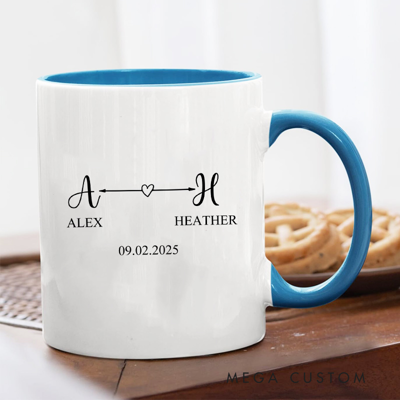 Personalized Minimalist Couple Initials Mug Couple Coffee Mug Husband Wife Coffee Cup Newlywed Anniversary Cup