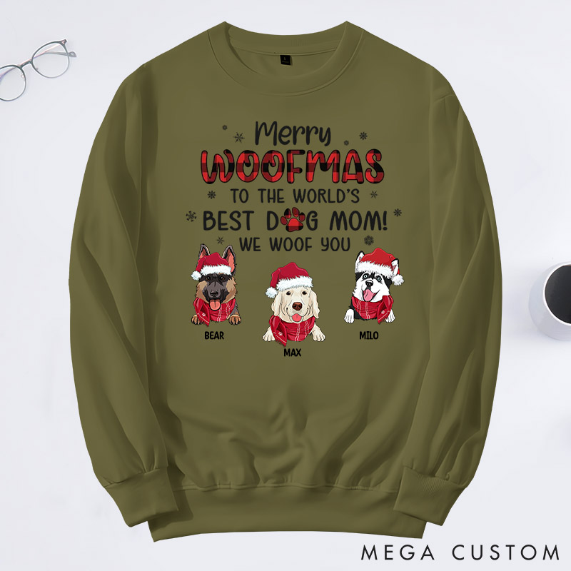 Personalized Dog Lover We Woof You A Merry Woofmas Mom Version Sweatshirts