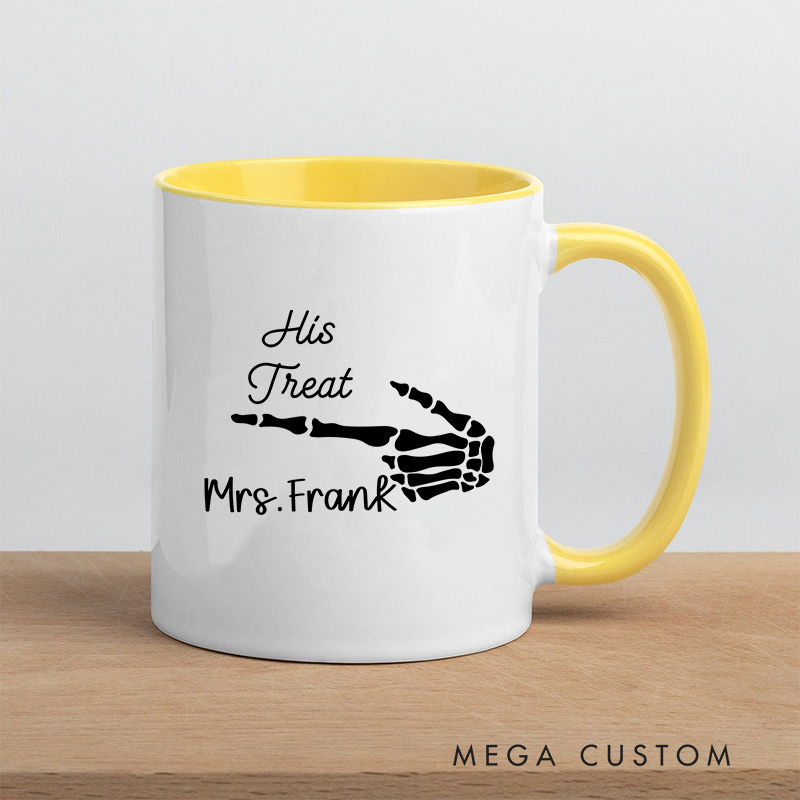 Personalized Her Trick & His Treat Halloween Couple Mugs Couple Coffee Mug for Newlyweds Halloween Coffee Cup for Husband Wife