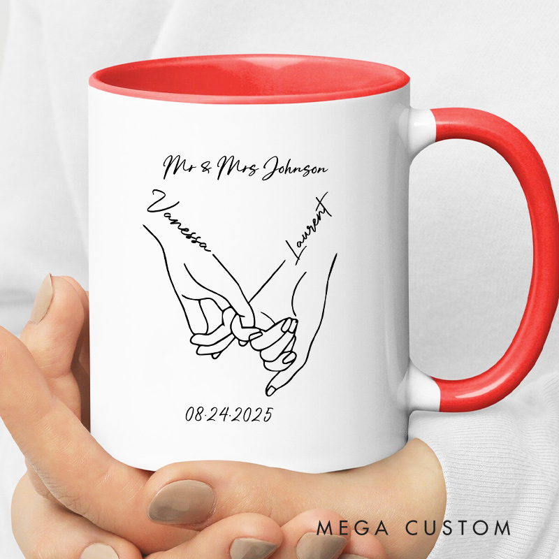 Personalized Pinky Promise Couple Mugs Couple Coffee Mug for Newlyweds Husband Wife Coffee Cup for Anniversary