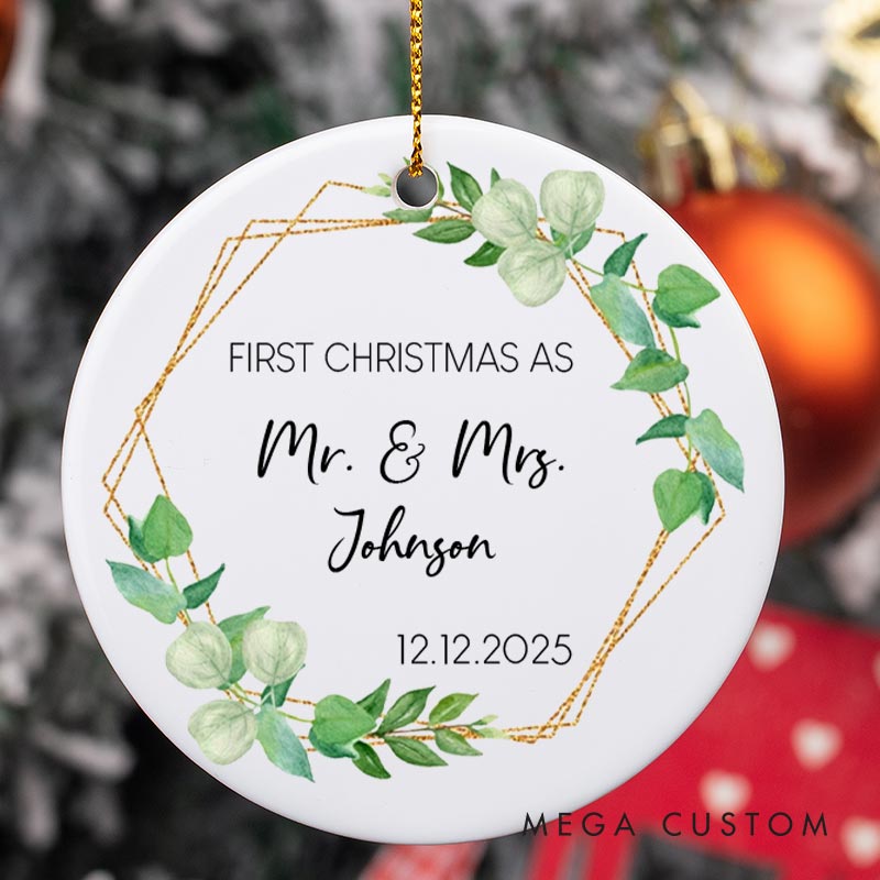 Personalized First Christmas as Mr and Mrs Ornament Couple Christmas Ornament for Him Her Husband Wife Xmas Decor Ornament