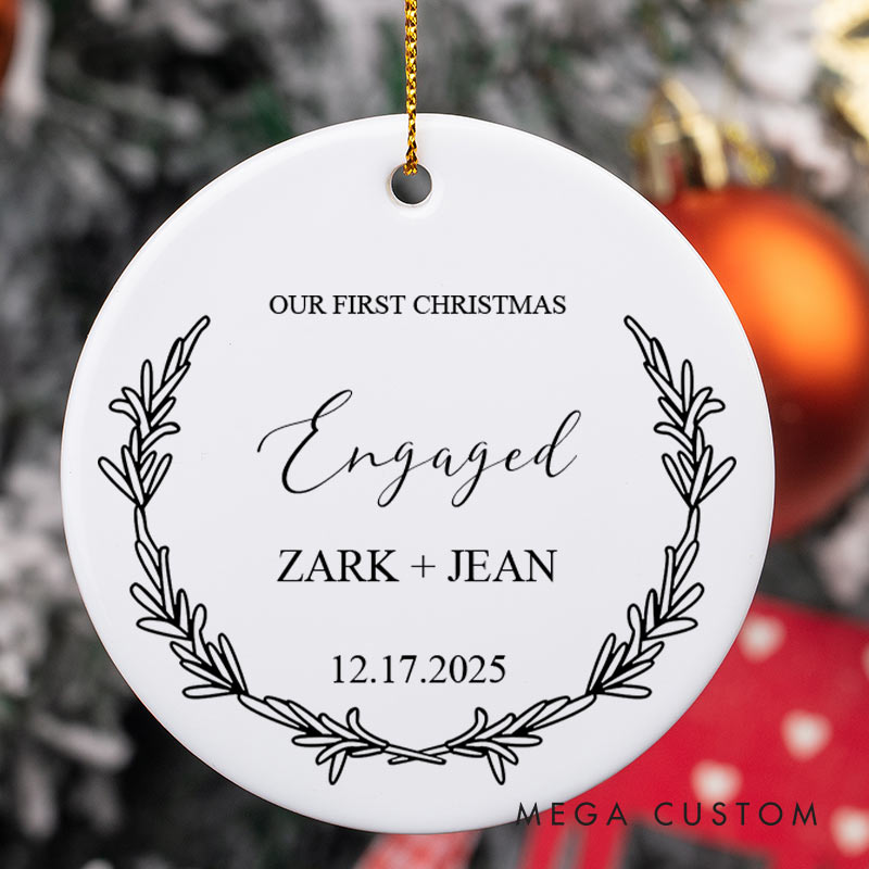 Personalized Our First Christmas Engaged Ornament Couple Engagement Christmas Ornament for Him Her Xmas Decor Ornament