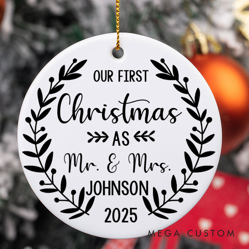 Personalized Our First Christmas as Mr and Mrs Ornament Couple Christmas Ornament for Him Her Husband Wife Xmas Decor Ornament