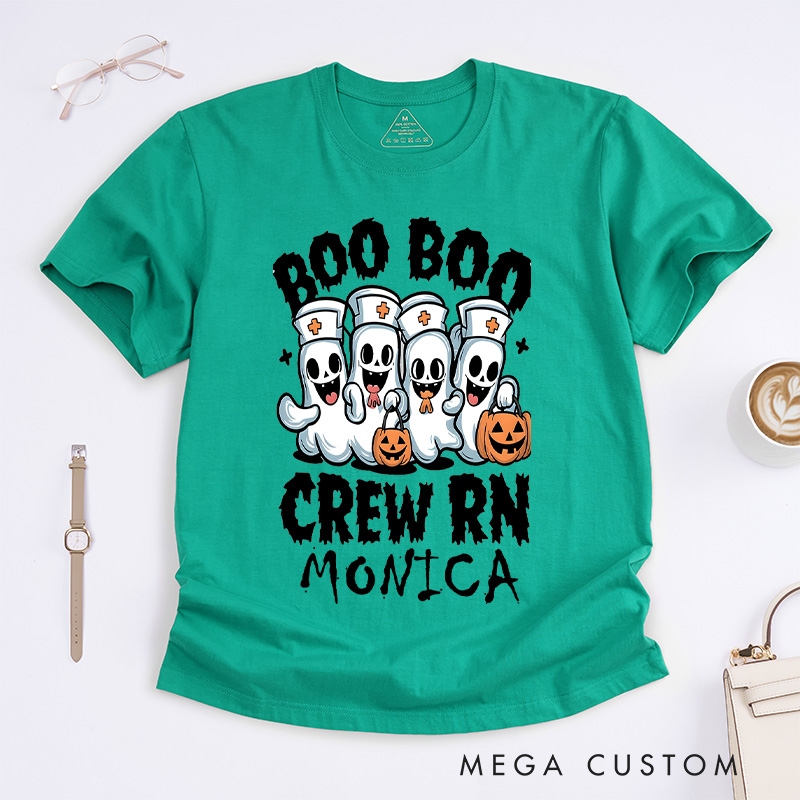 Personalized Nurse T-Shirts Boo Boo Crew RN Fashion Design T-Shirts Nurse Halloween Gifts