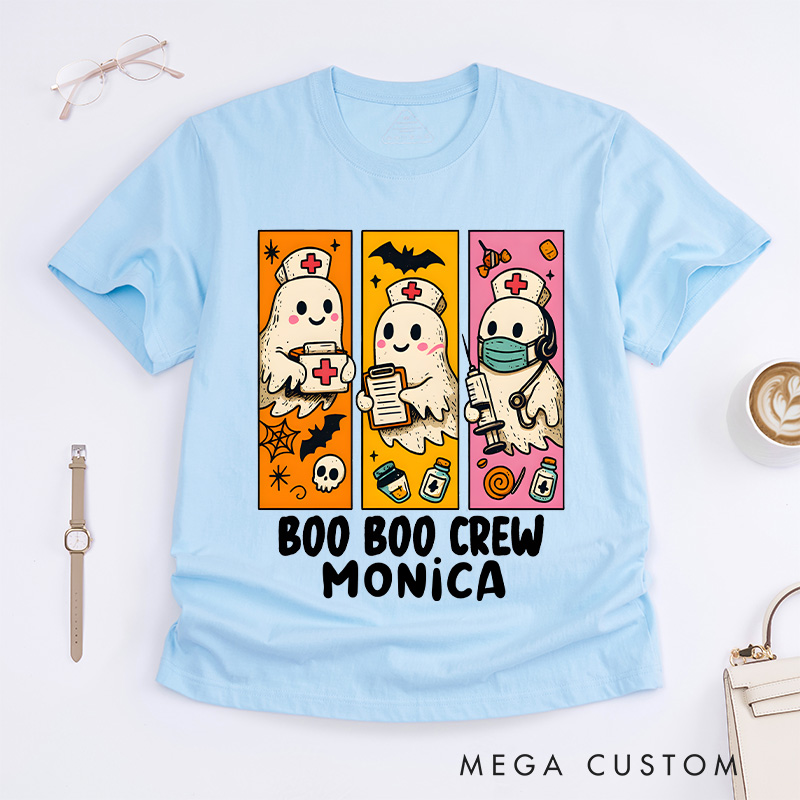 Personalized Nurse T-Shirts Boo Boo Crew Design Fashion Design T-Shirts Nurse Halloween Gifts