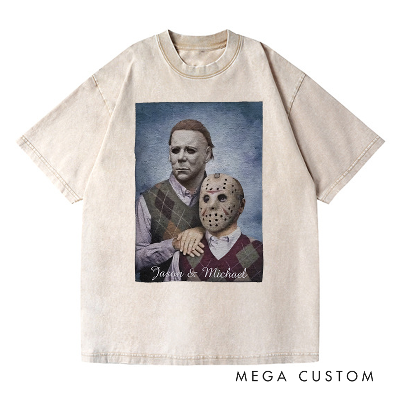 Personalized Retro the Step Brothers Movie Washed T-Shirts Horror Spooky Movies Tshirt Film Fan Shirt Halloween