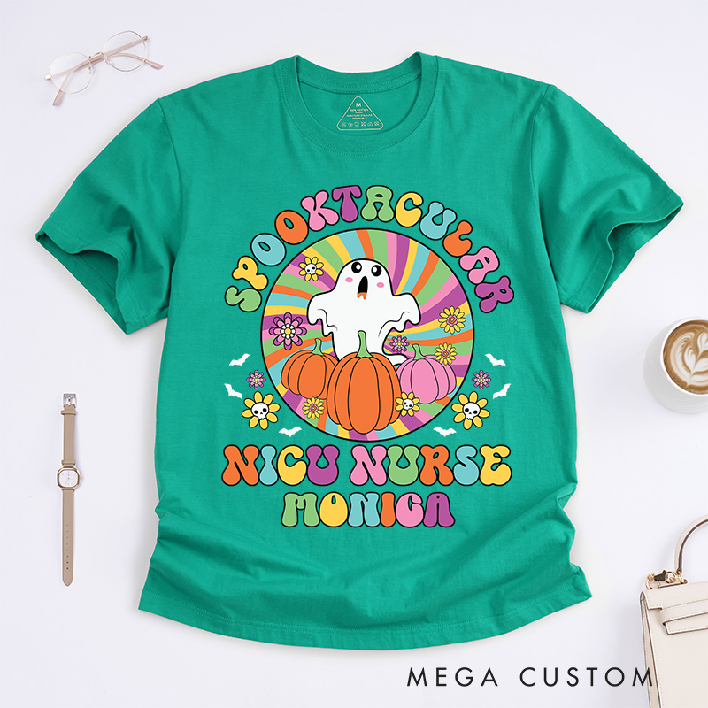 Personalized Nurse T-Shirts Spooktacular NICU Nurse Fashion Design T-Shirts Nurse Halloween Gifts