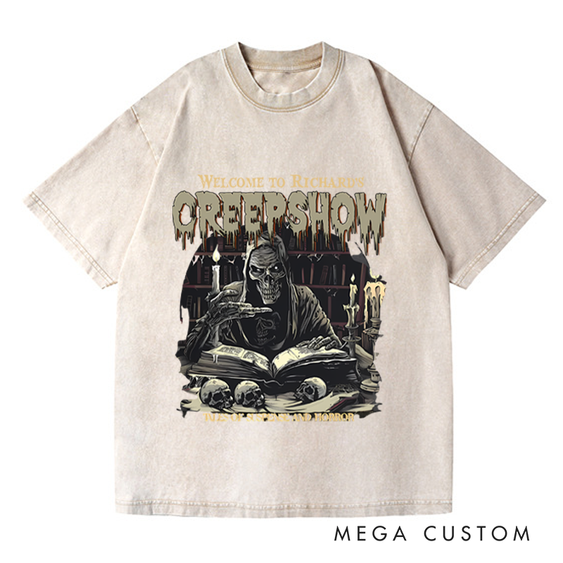 Personalized Retro Your Creepy Show Horror Movie Washed T-Shirts Horror Spooky Movies Tshirt Film Fan Shirt Halloween