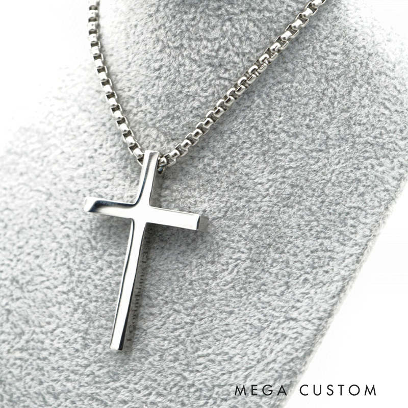 Personalized Cross Scripture Pendant Necklace for Men Religious Jewelry Christian Bible Verse Gift for Him