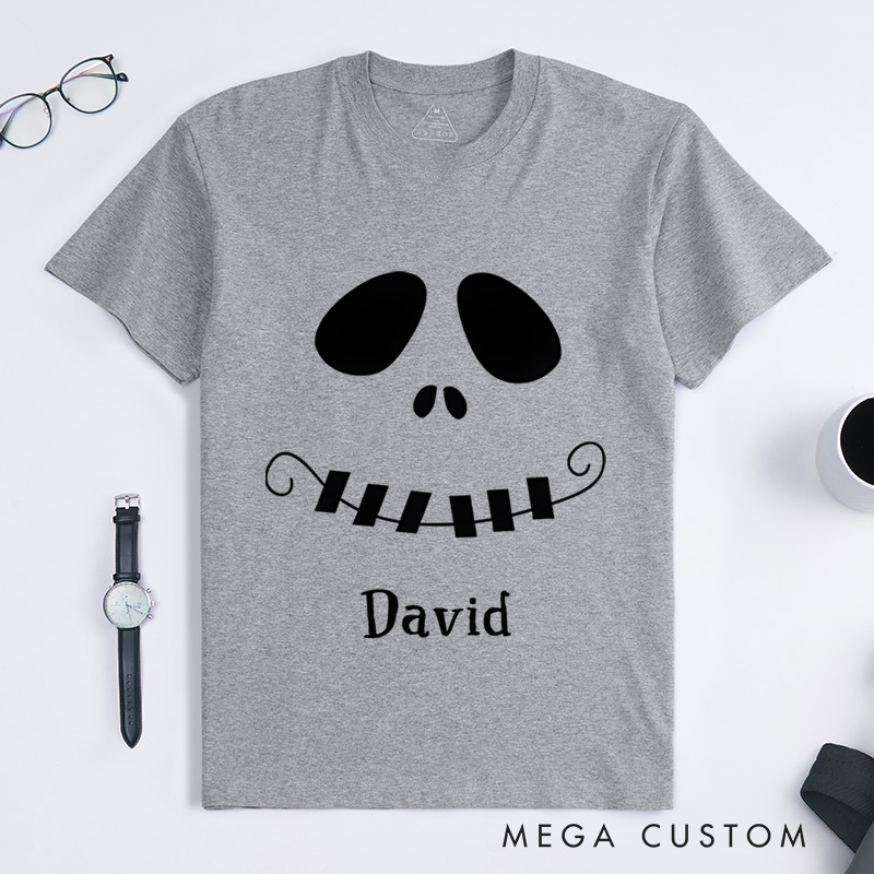 Personalized Spooky Smile Halloween T-Shirt Perfect for Adding a Playful and Festive Touch T-Shirt
